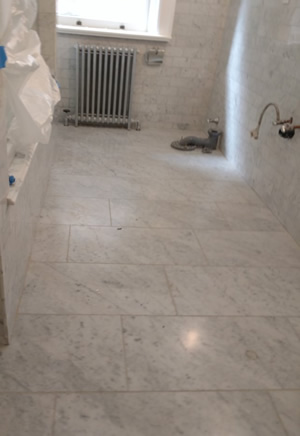 Bathroom marble before polishing